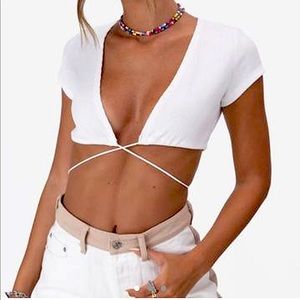 ADIKA white tie crop top in size Small